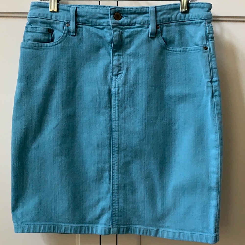 LL Bean Blue Jeans Denim Favorite Fit Pencil Skirt